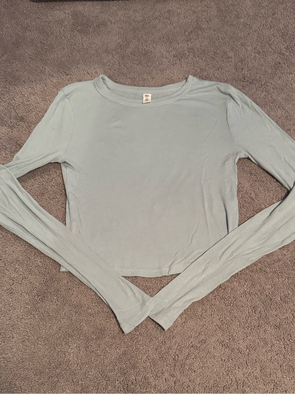 Light Blue Cropped Long Sleeve Top